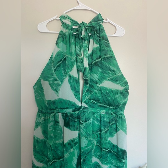 Apricot Lane Vibrant‎ Green Leaf Dress women size large - Picture 7 of 13